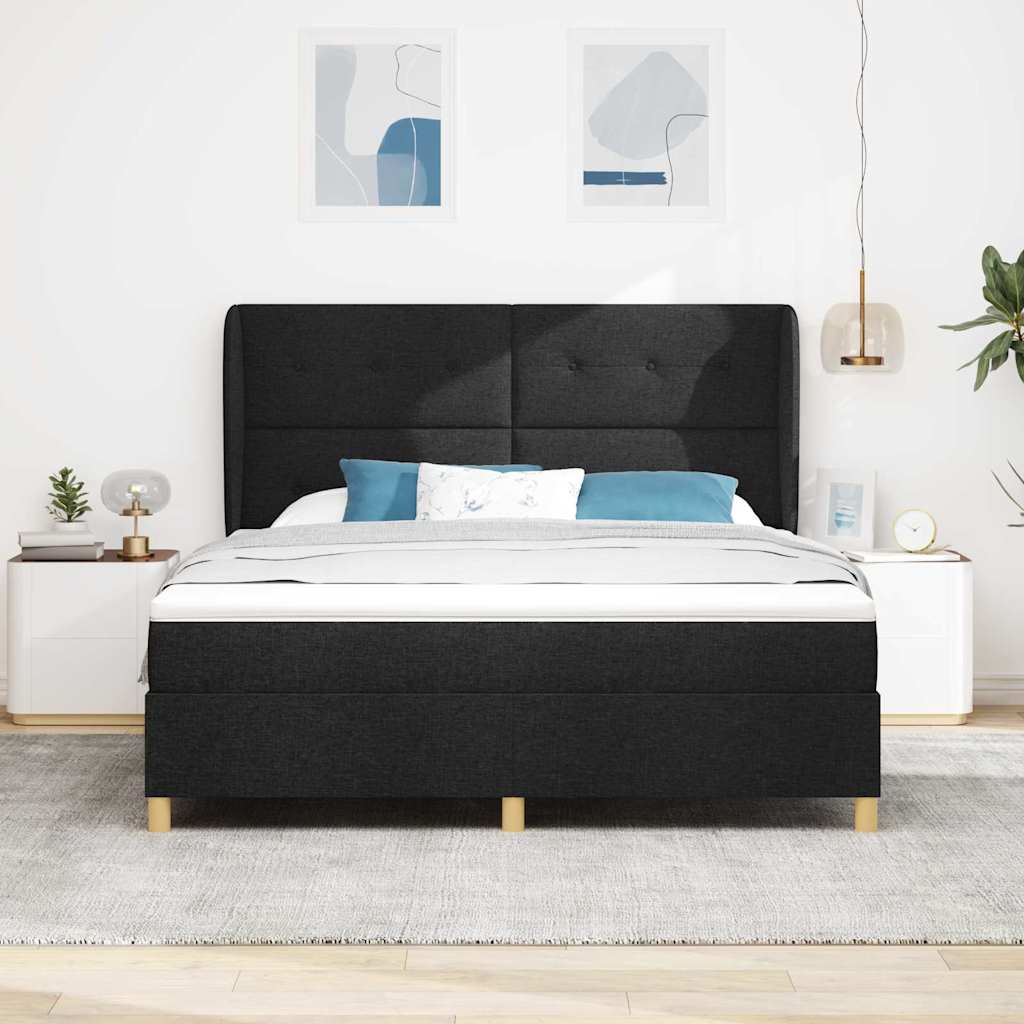 Krevet s opruga kutije s uzglavljem Crna 200 x 180 cm tkanina