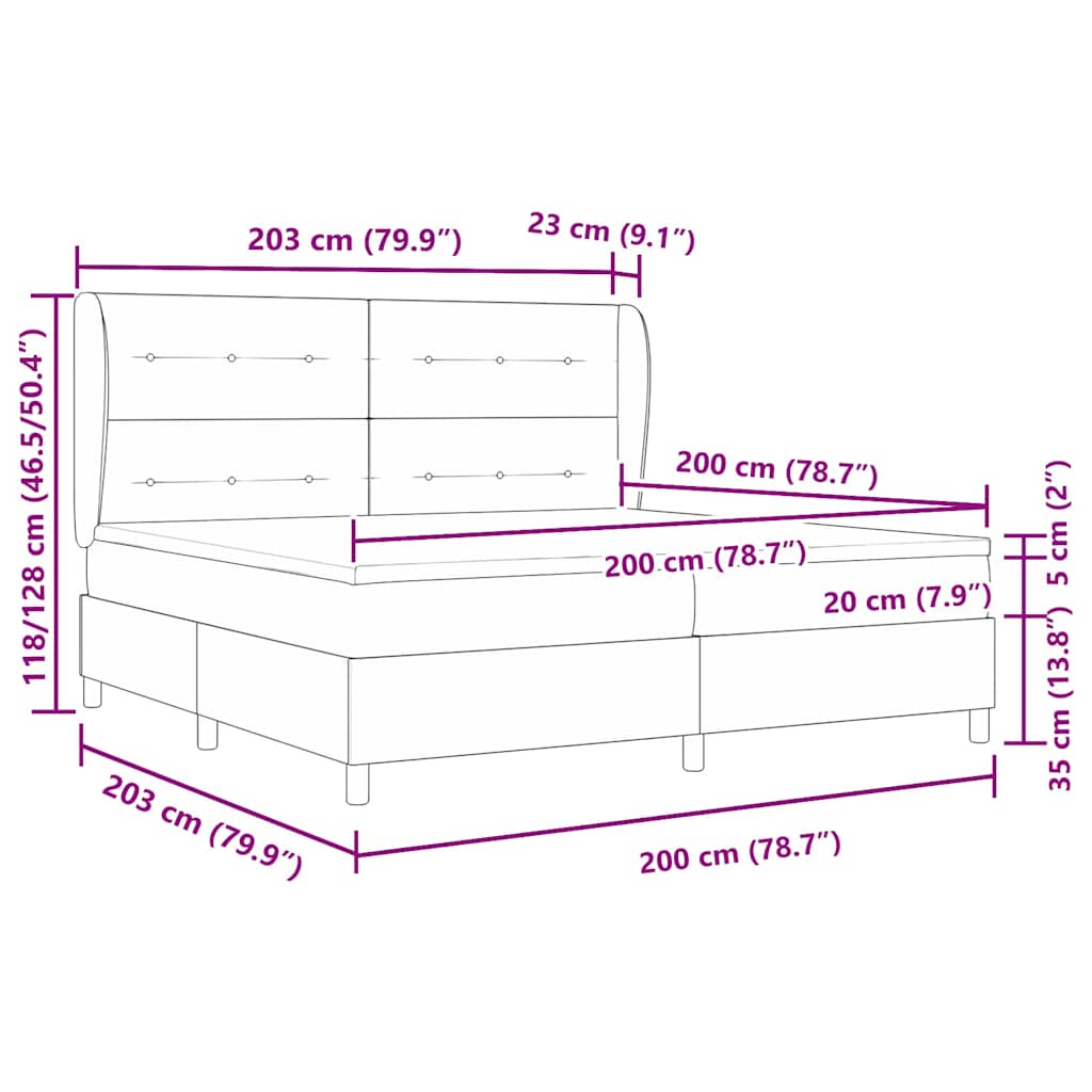 Krevet s opruga kutije s uzglavljem Plava 200 x 200 cm tkanina