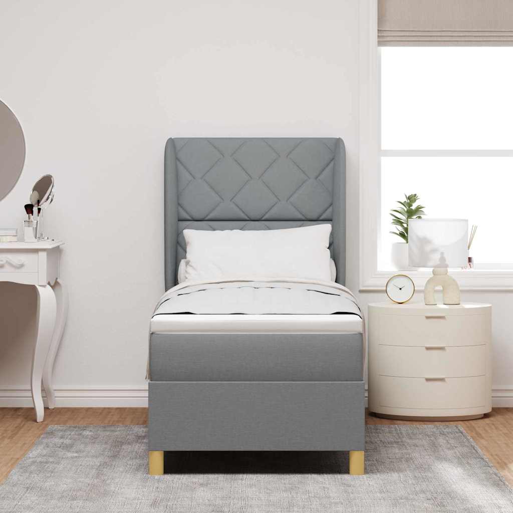 Krevet s opruga kutije Svijetlo siva 200 x 80 cm tkanina