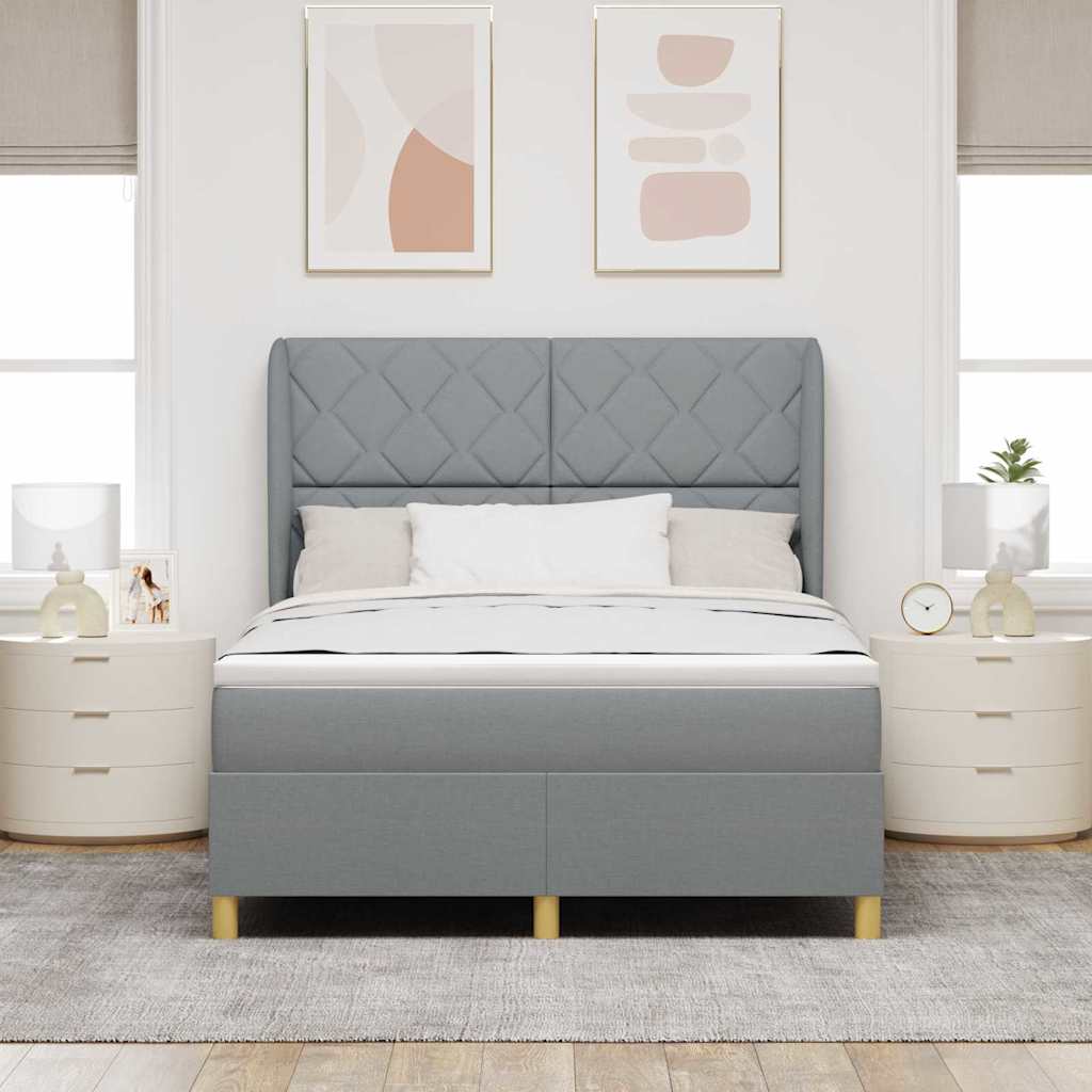 Krevet s opruga kutije Svijetlo siva 200 x 160 cm tkanina