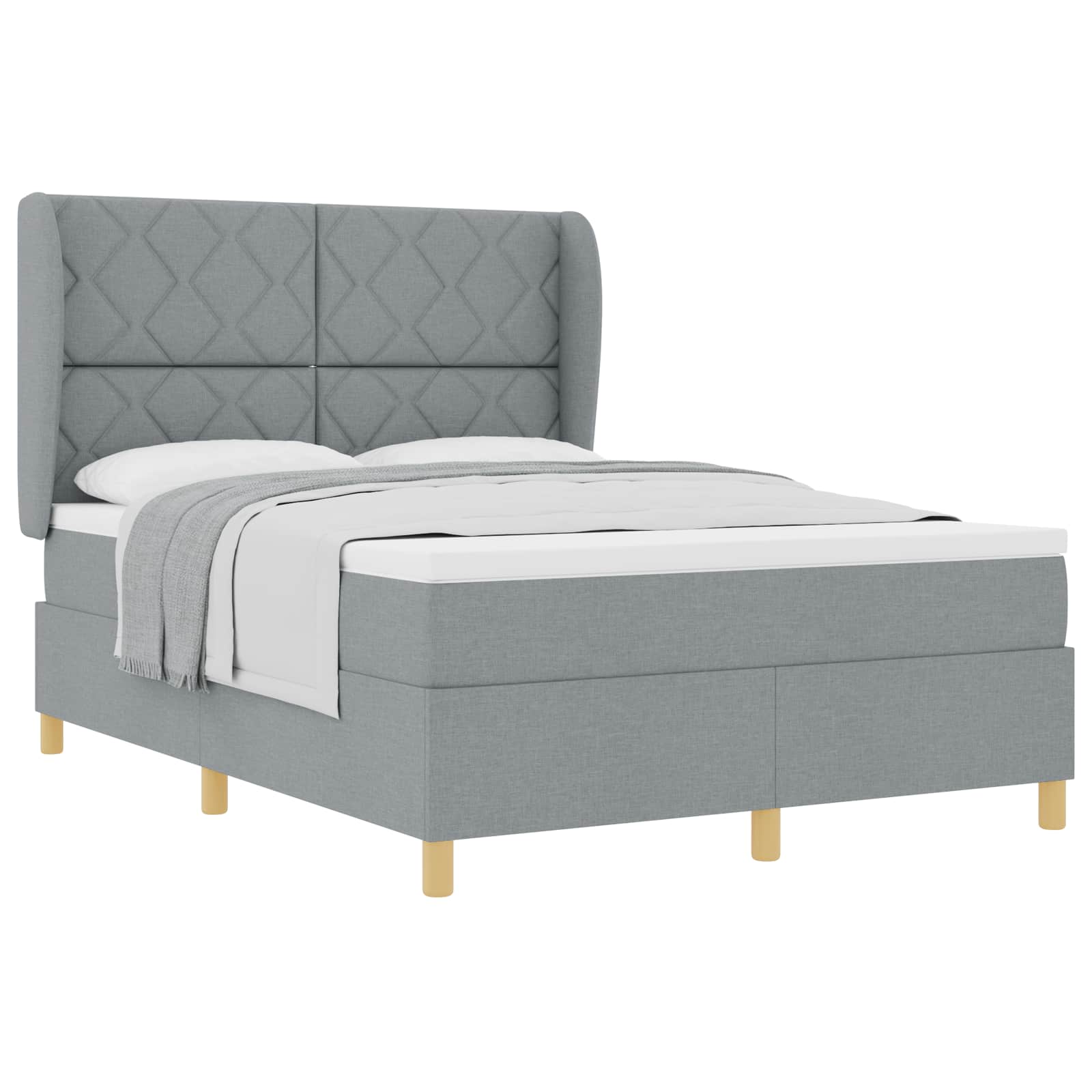 Krevet s opruga kutije Svijetlo siva 200 x 160 cm tkanina