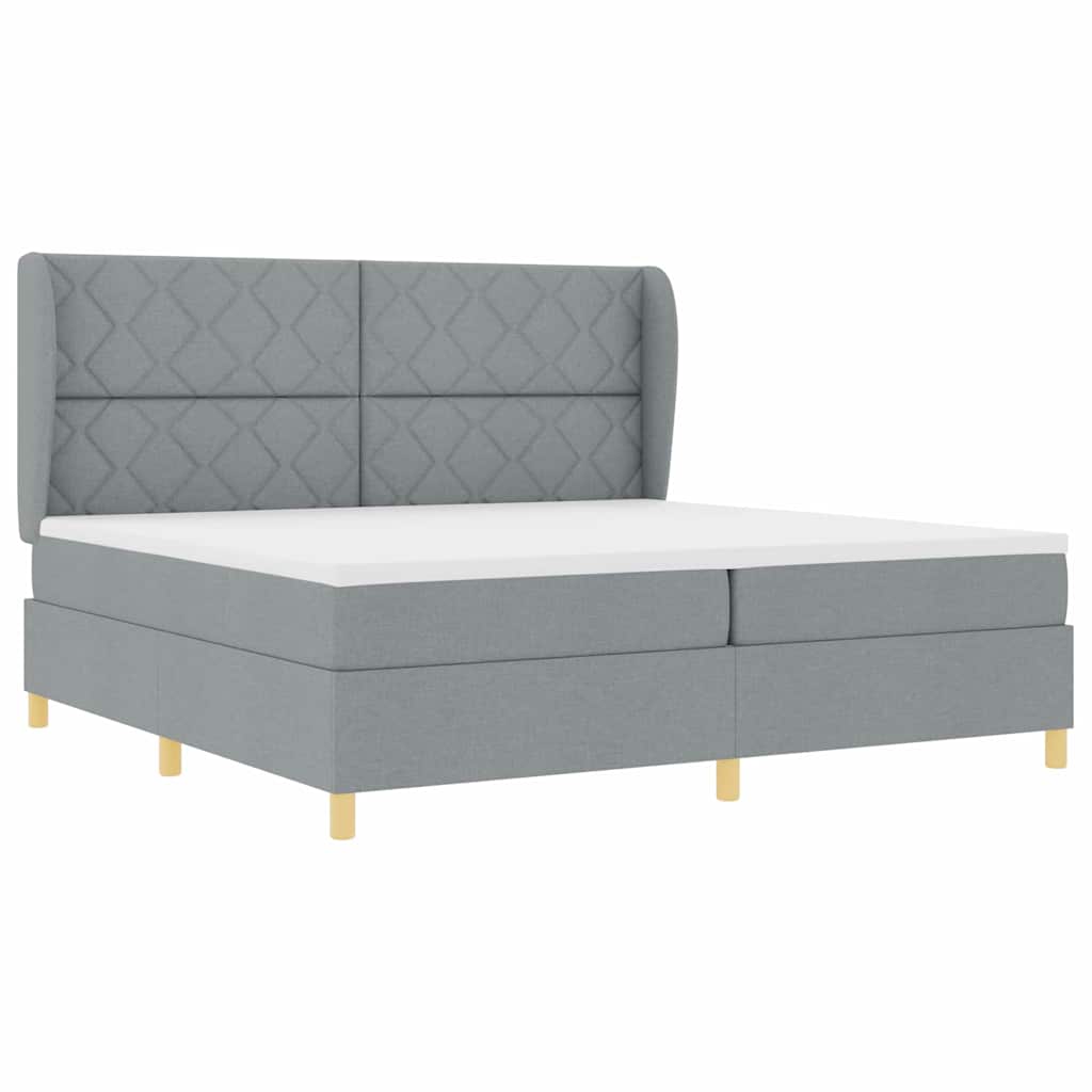 Krevet s opruga kutije Svijetlo siva 200 x 200 cm tkanina