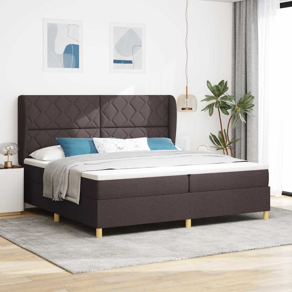 Krevet s opruga kutije Tamno smeđa 200 x 200 cm tkanina
