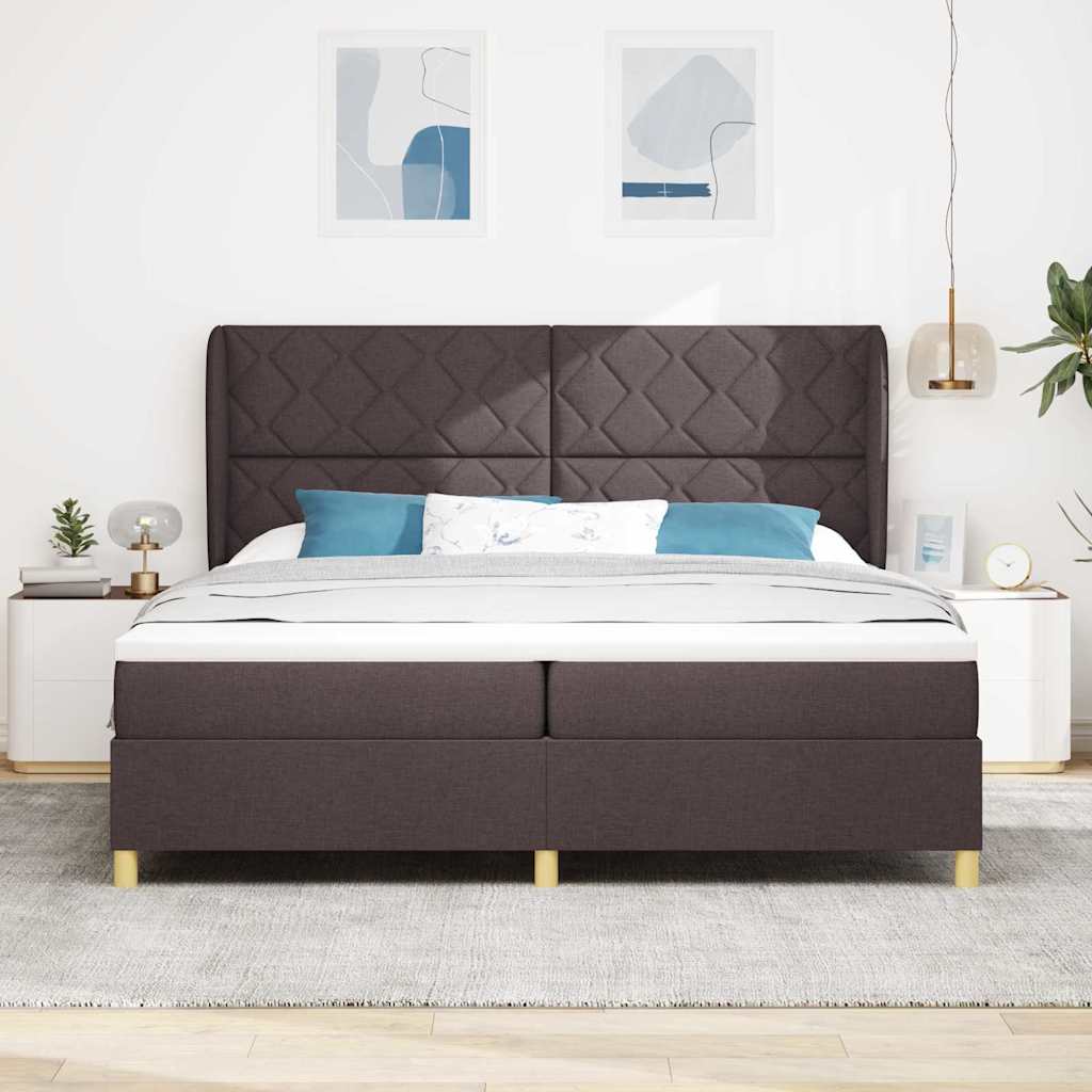Krevet s opruga kutije Tamno smeđa 200 x 200 cm tkanina