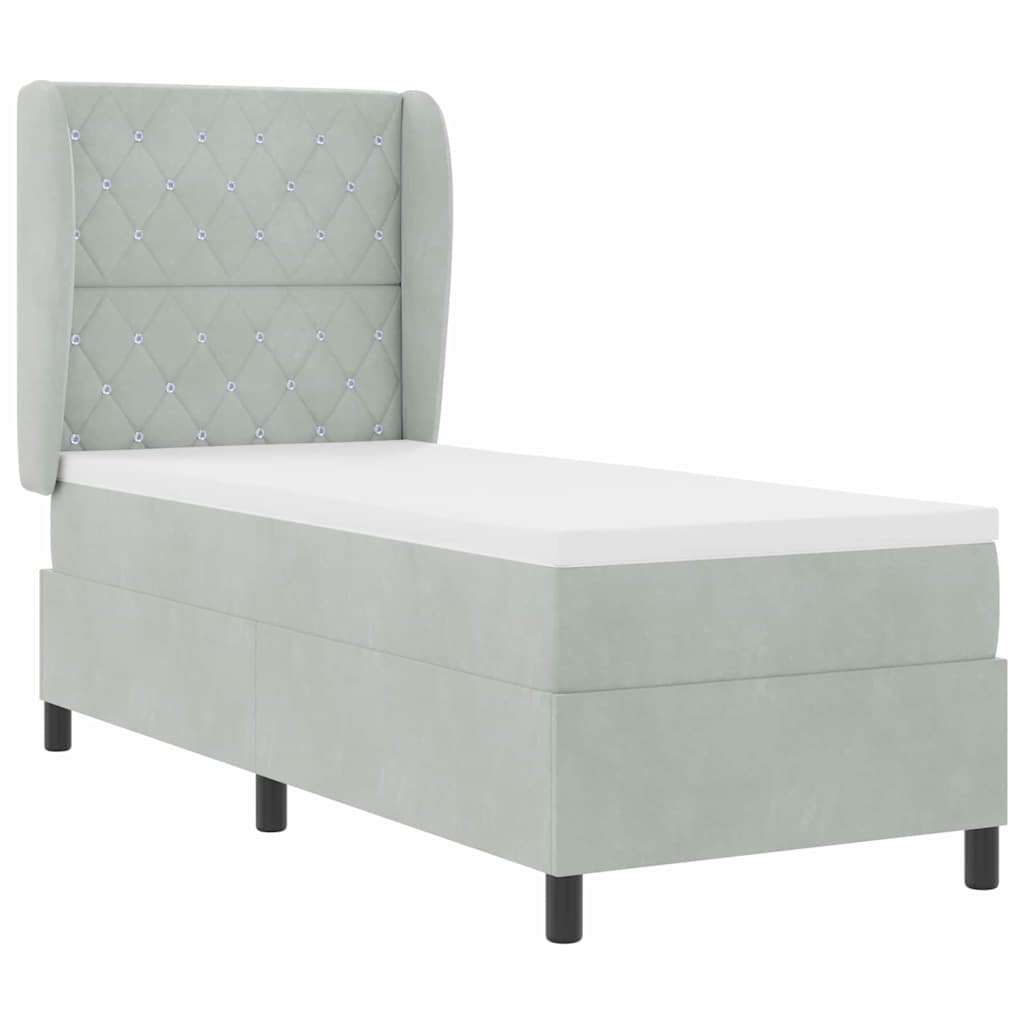 Krevet s opruga kutije Svijetlo siva 200 x 80 cm Baršun