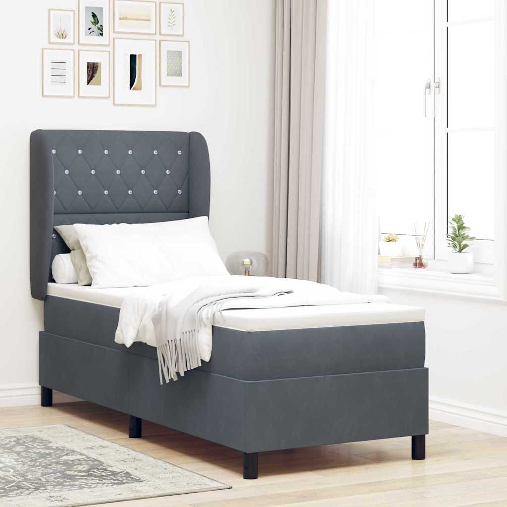 Krevet s opruga kutije s madracem Tamno siva 200 x 80 cm Baršun