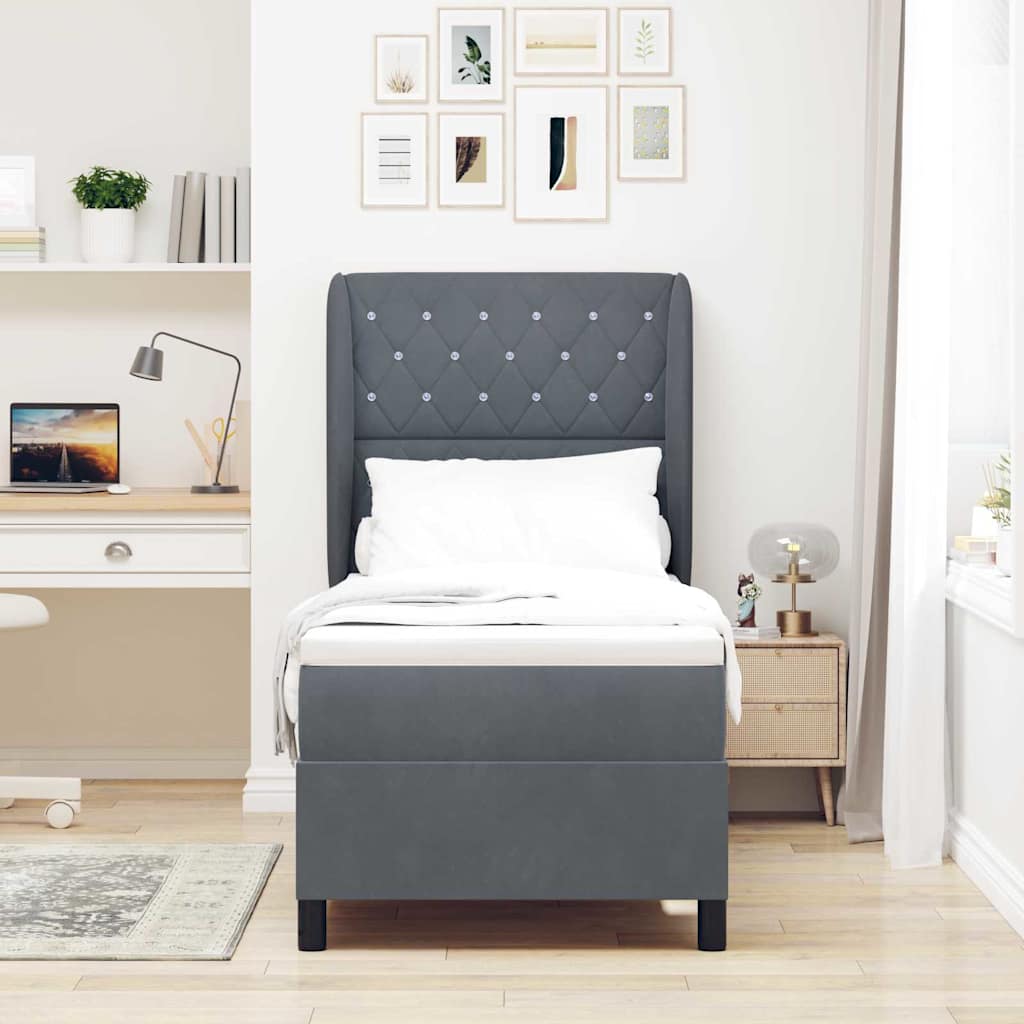 Krevet s opruga kutije s madracem Tamno siva 200 x 80 cm Baršun