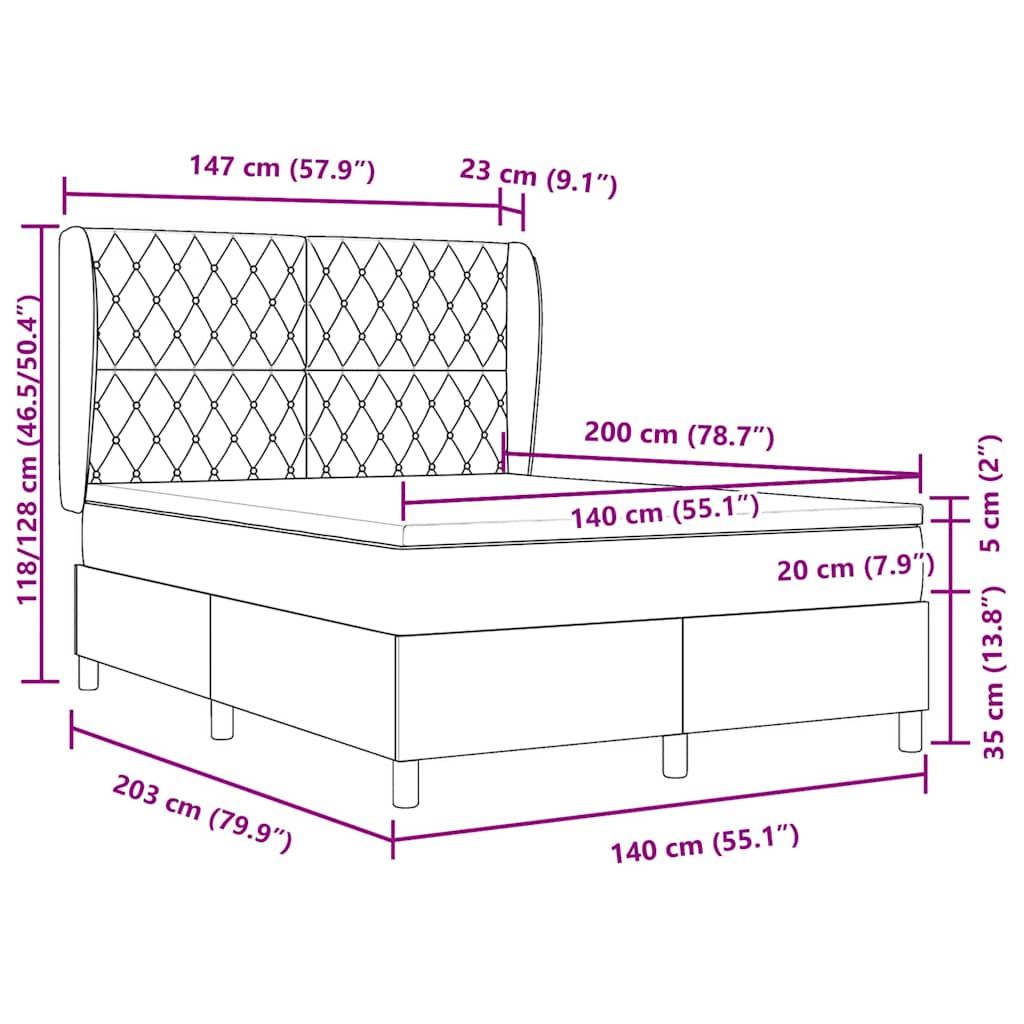 Krevet s opruga kutije Svijetlo siva 200 x 140 cm Baršun