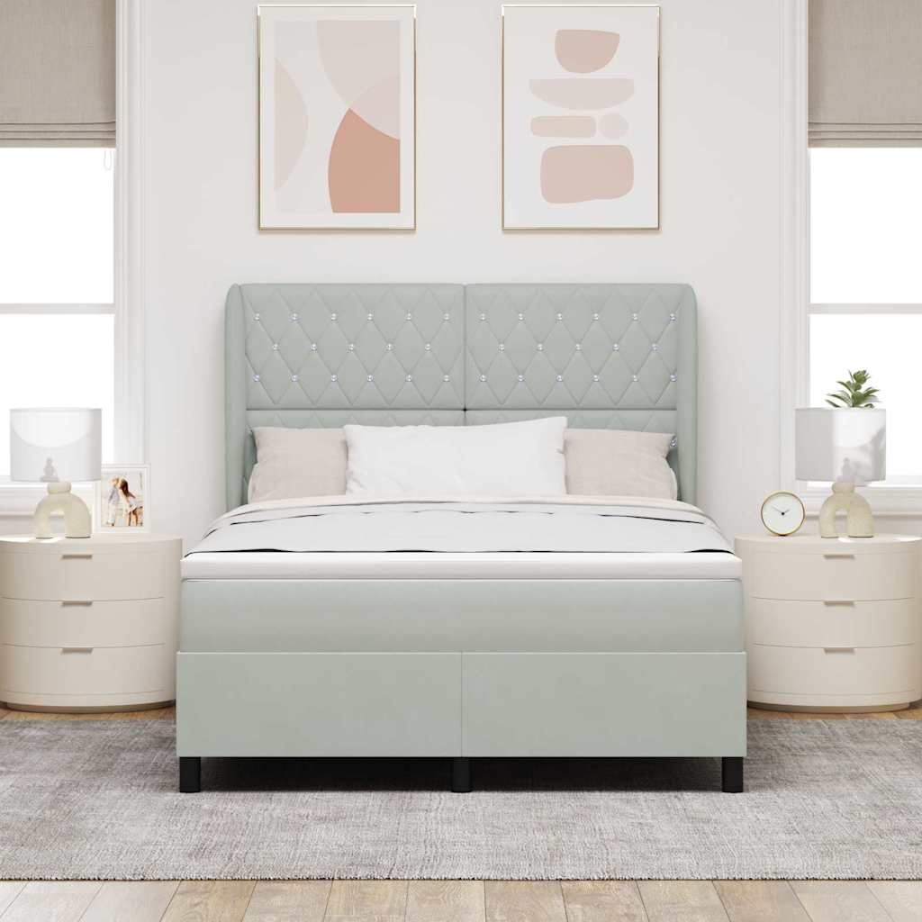 Krevet s opruga kutije Svijetlo siva 200 x 160 cm Baršun
