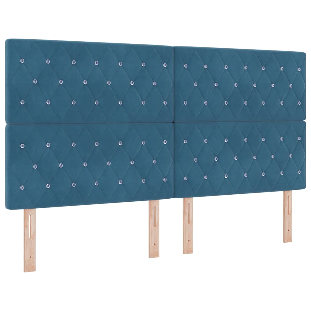Krevet s opruga kutije Tamno plava 200 x 180 cm Baršun