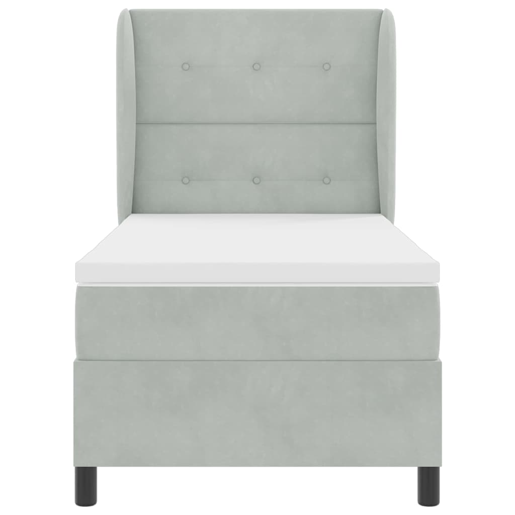 Krevet s opruga kutije Svijetlo siva 200 x 90 cm Baršun