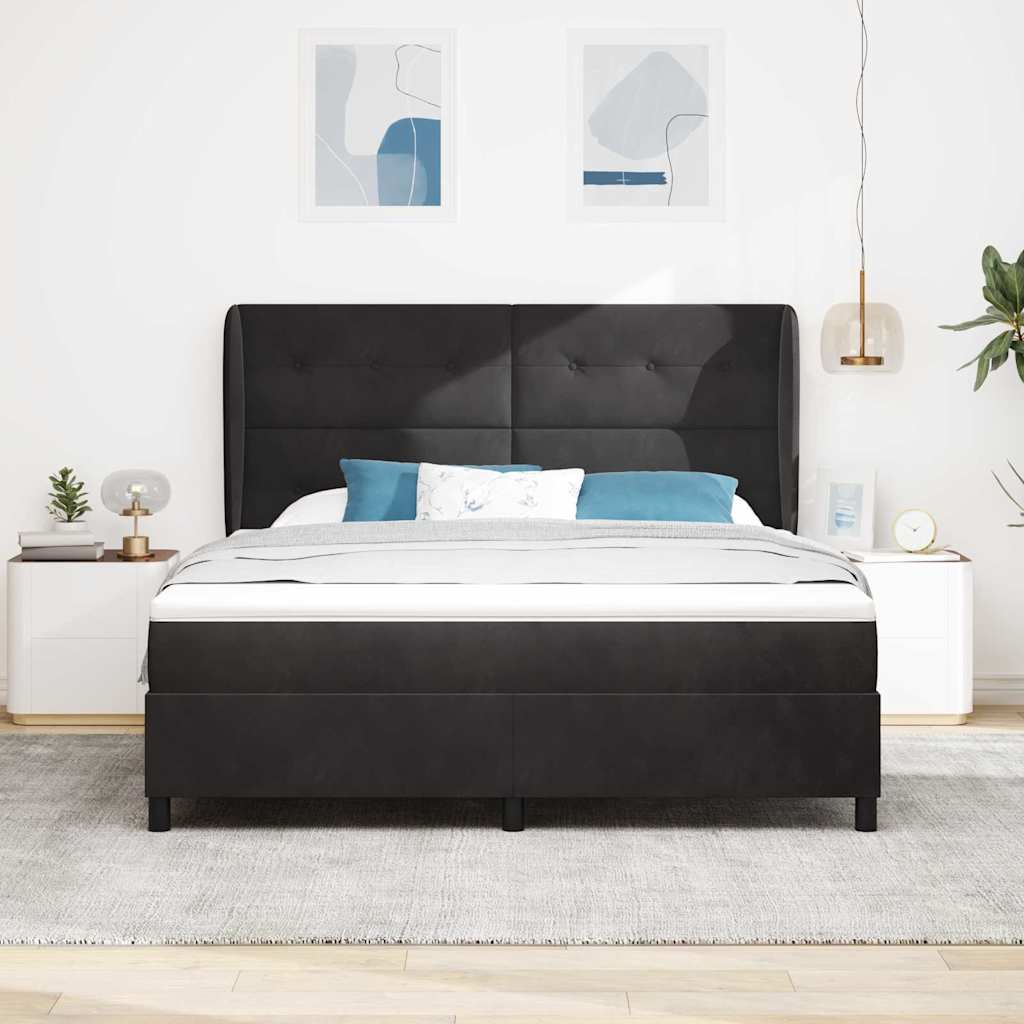 Krevet s opruga kutije s madracem Crna 200 x 180 cm Baršun