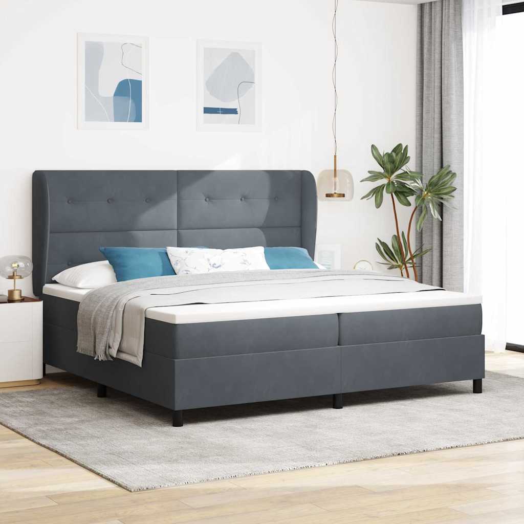 Krevet s opruga kutije Tamno siva 200 x 200 cm Baršun