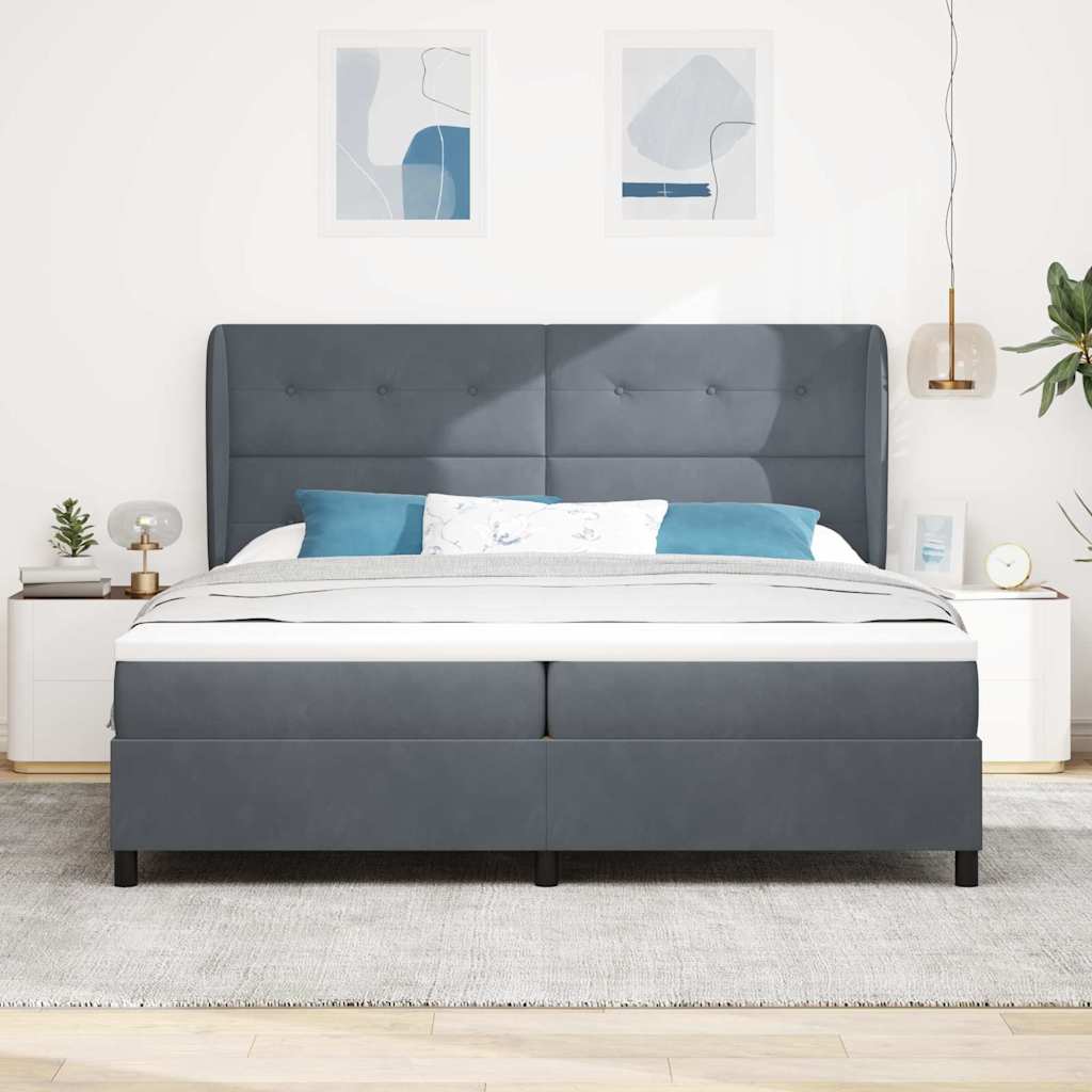 Krevet s opruga kutije Tamno siva 200 x 200 cm Baršun