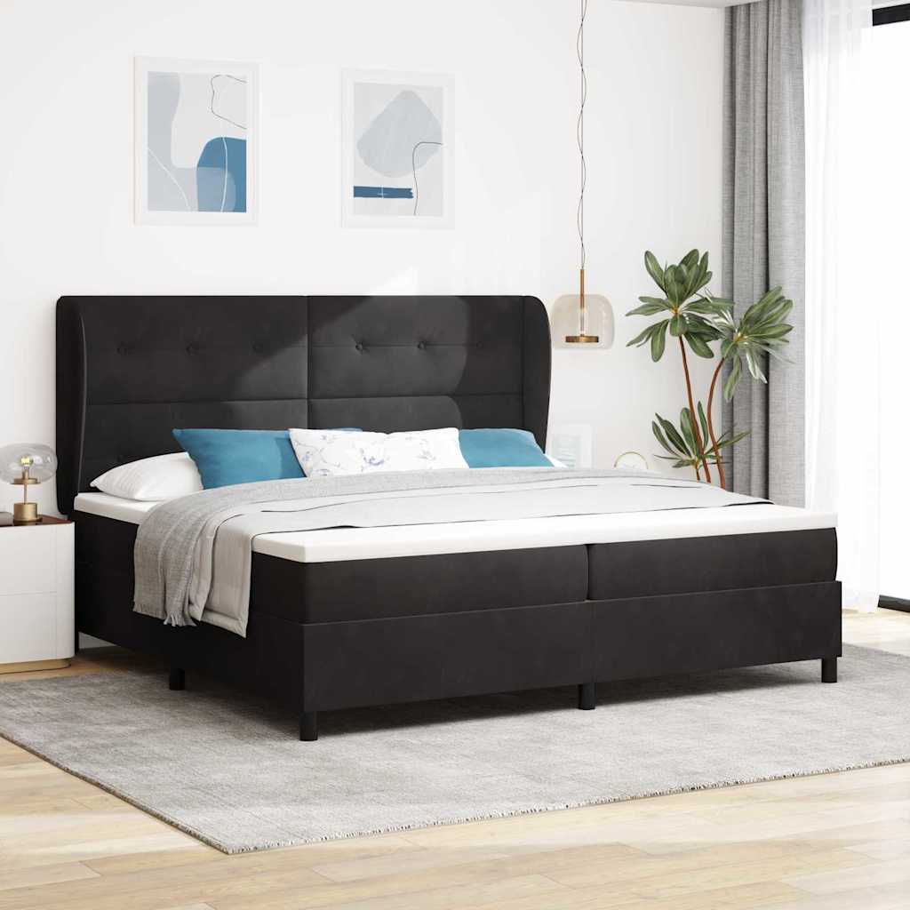 Krevet s opruga kutije s uzglavljem Crna 200 x 200 cm Baršun