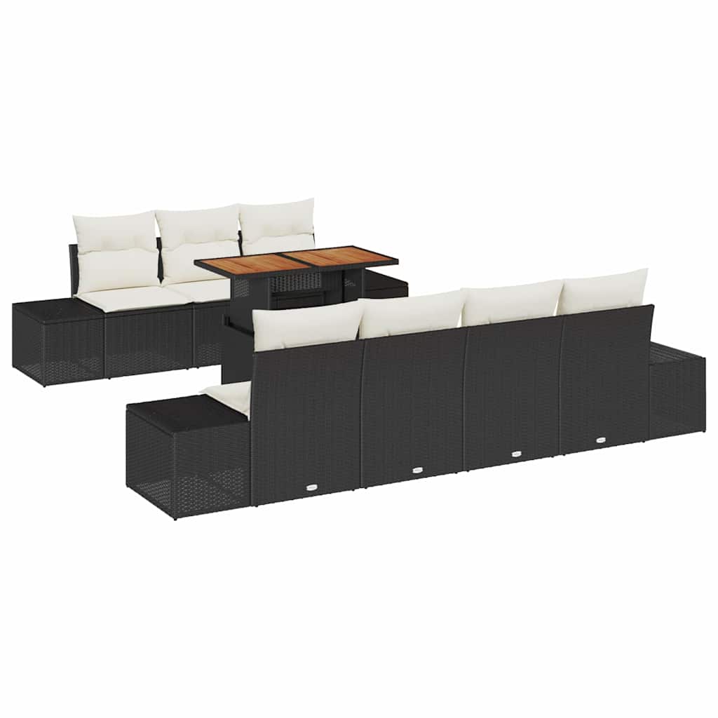 Vrtni set za objed s jastukom 8 pcs Crna i Krema