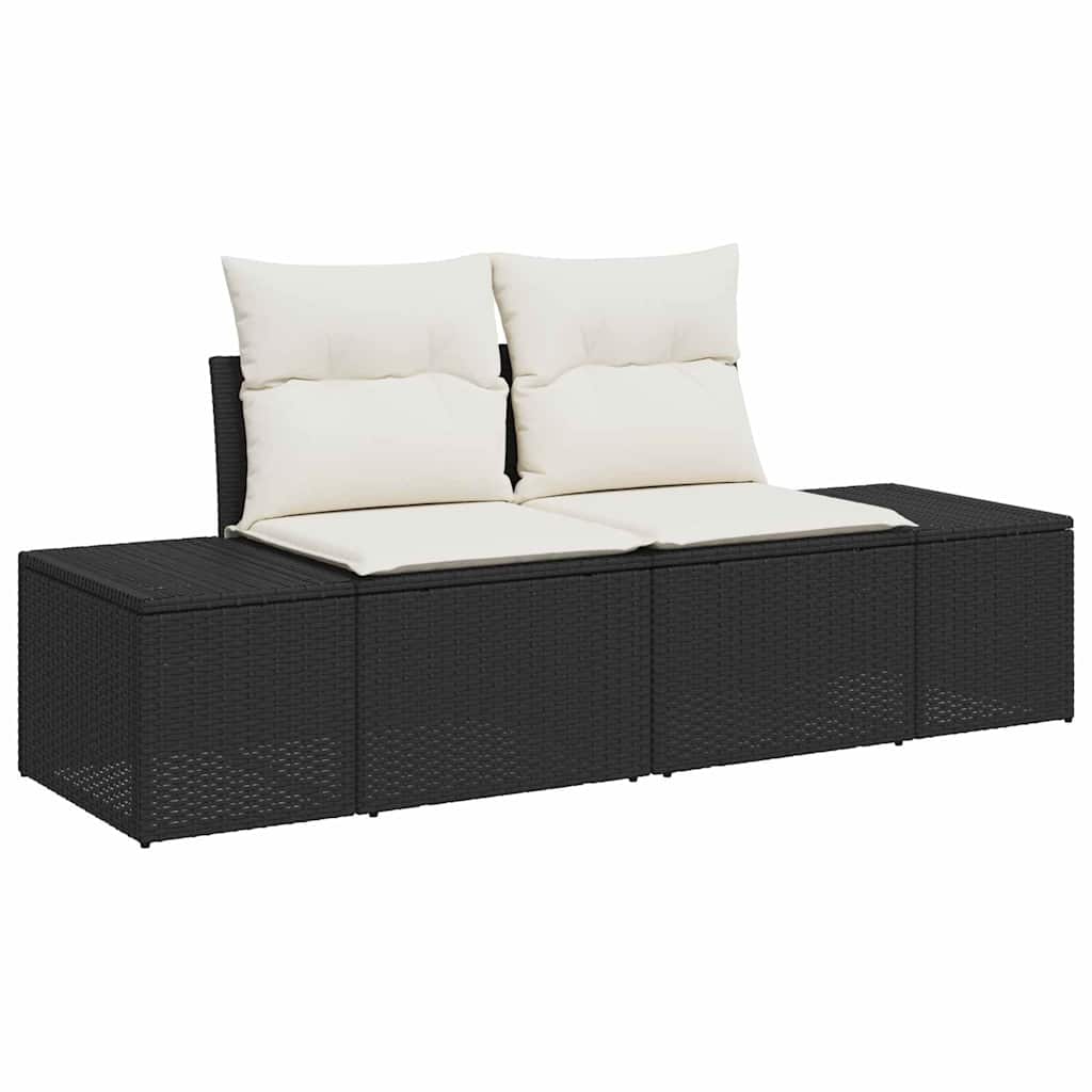 Vrtni set za objed s jastukom 8 pcs Crna i Krema