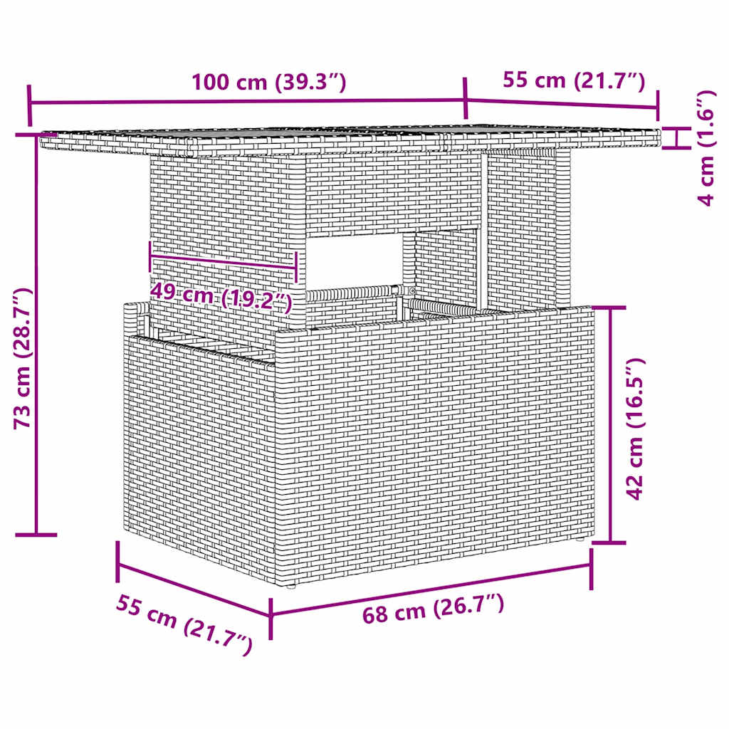 Vrtni set za objed s jastukom 6 pcs Bež i siva
