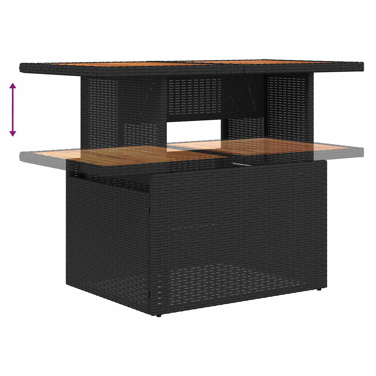 Vrtni set za objed s jastukom 8 pcs Crna i smeđa