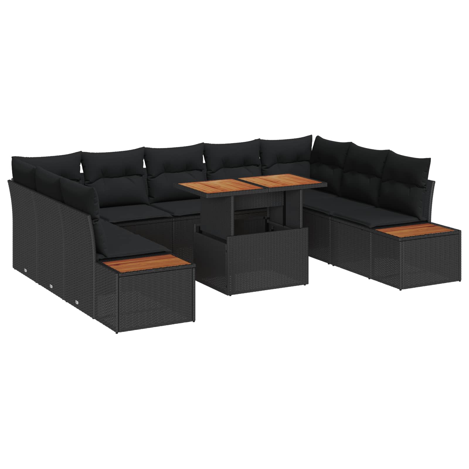 Vrtni set za objed s jastukom 10 pcs Crna i smeđa