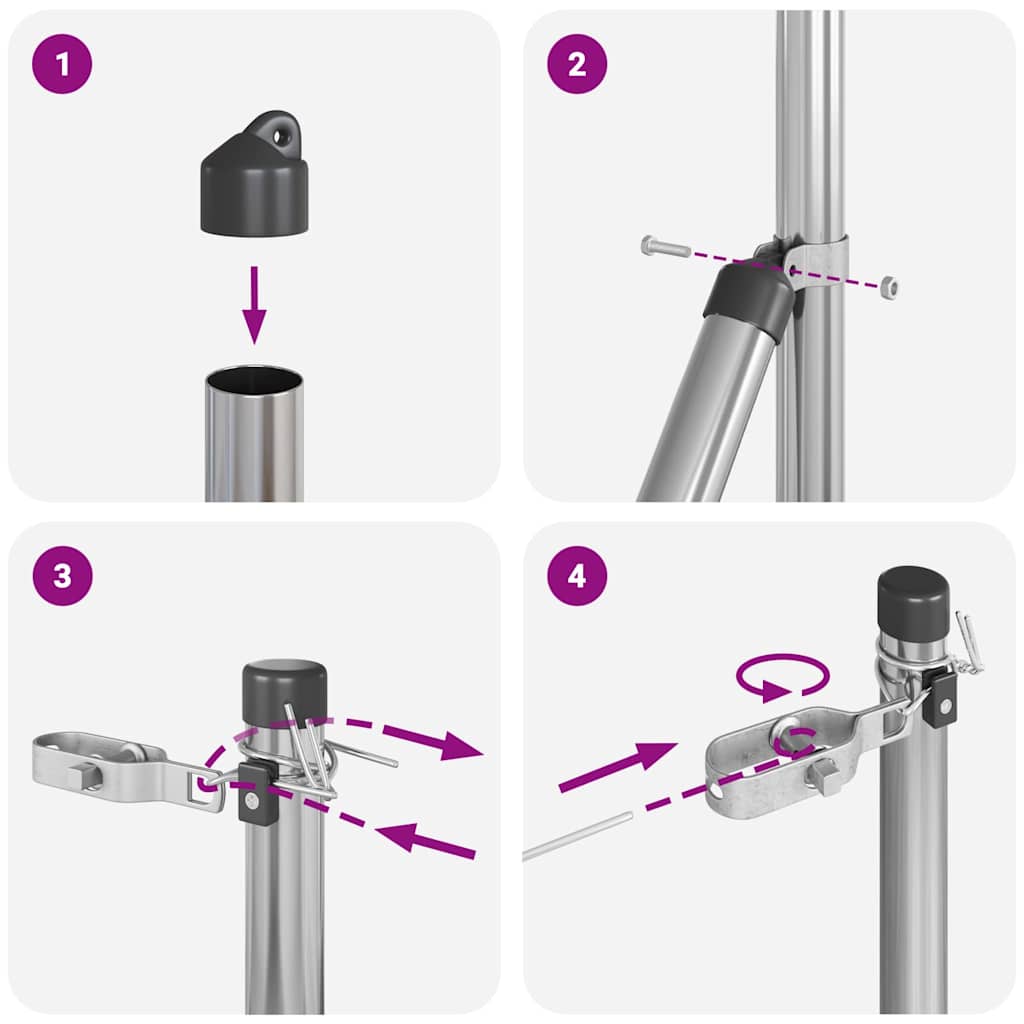 Ugrađeni stup za ogradu 26 kom. Srebrna Čelik obložen prahom