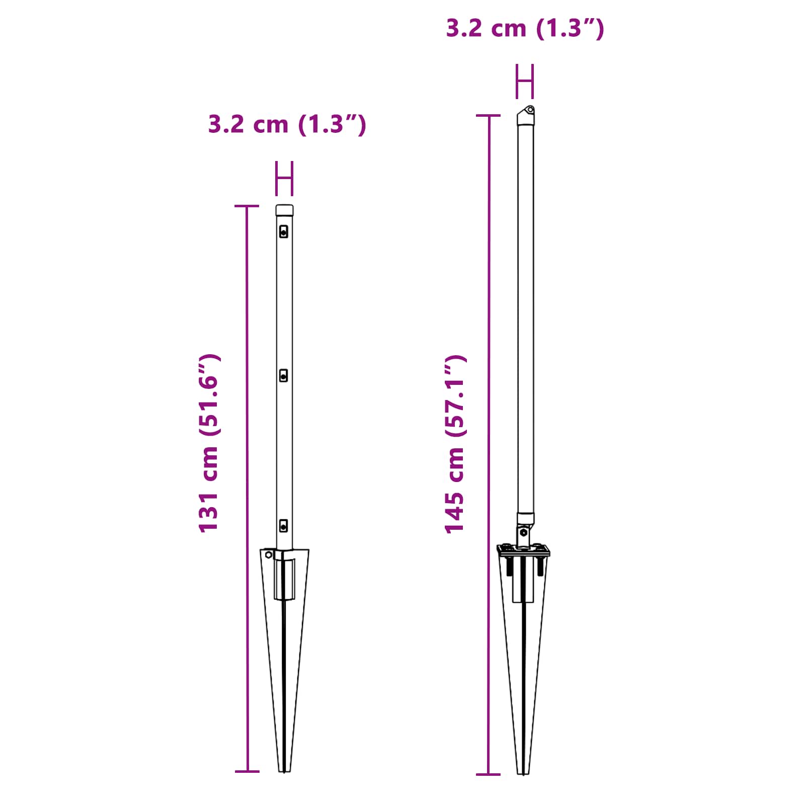 Stup za ogradu 52 pcs Siva 3,2 x 3,2 x 100 cm