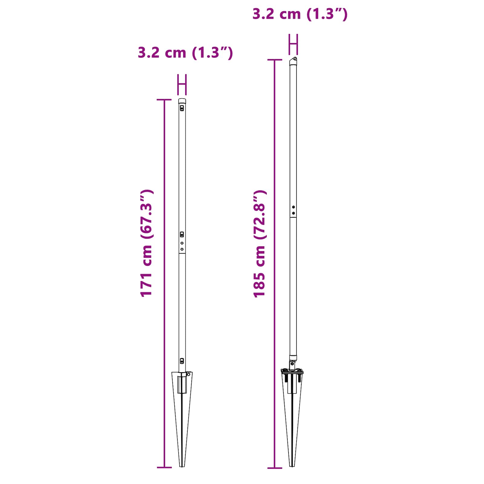 Stup za ogradu 26 pcs Siva 3,2 x 3,2 x 185 cm