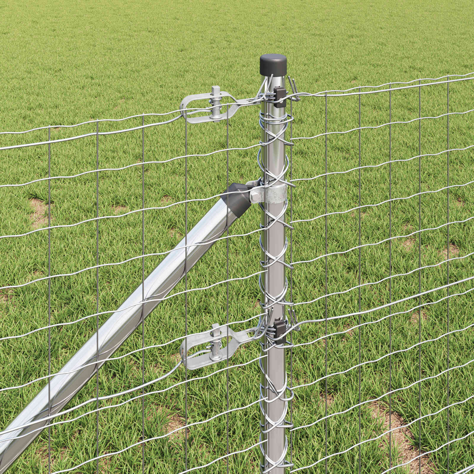Stabić za ogradu s tlo 26 kom. Srebrna Čelik s prahom premazan