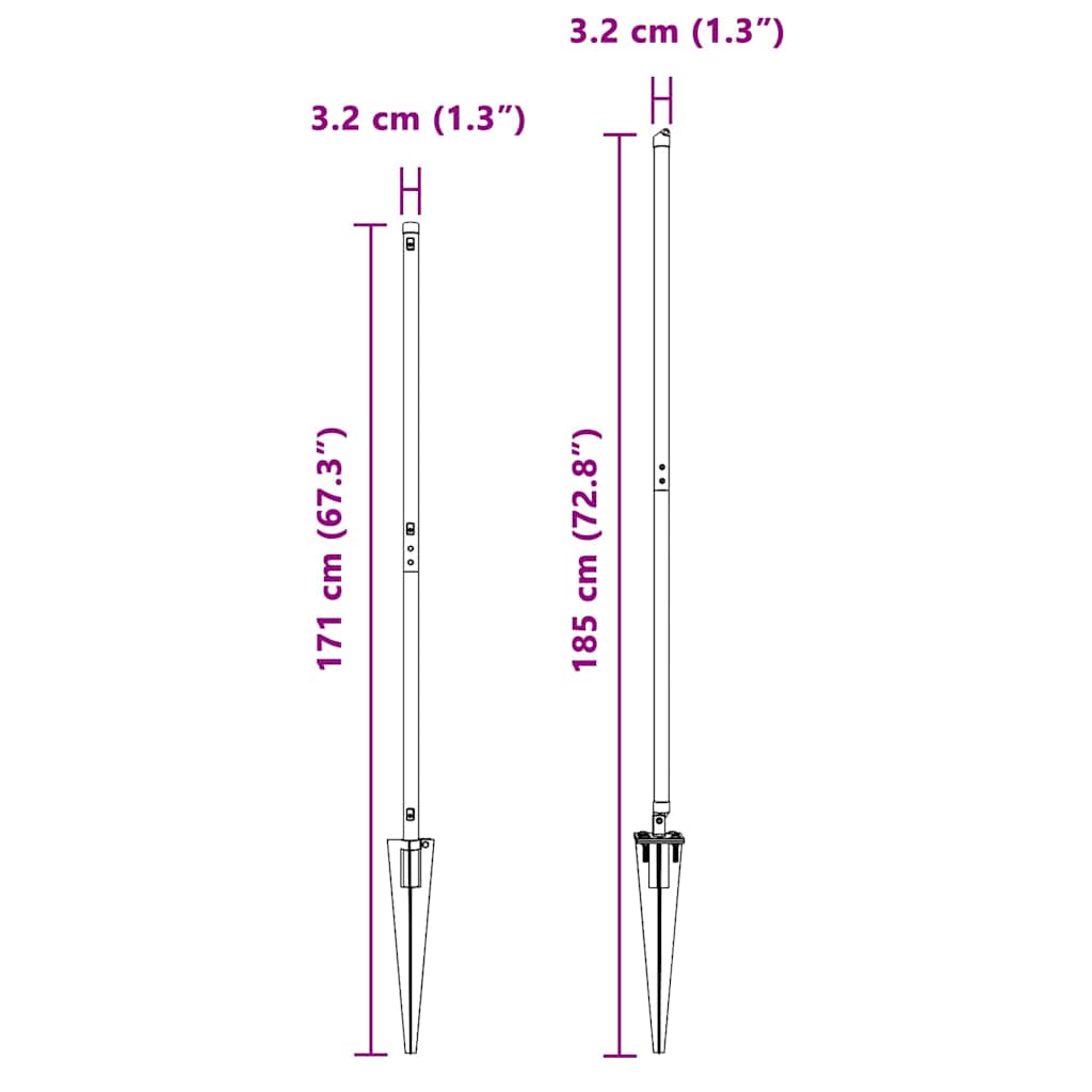 Stup za ogradu 26 pcs Siva 3,2 x 3,2 x 185 cm