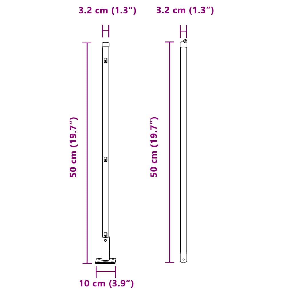 Stup za ogradu 26 pcs Siva 3,2 x 3,2 x 50 cm