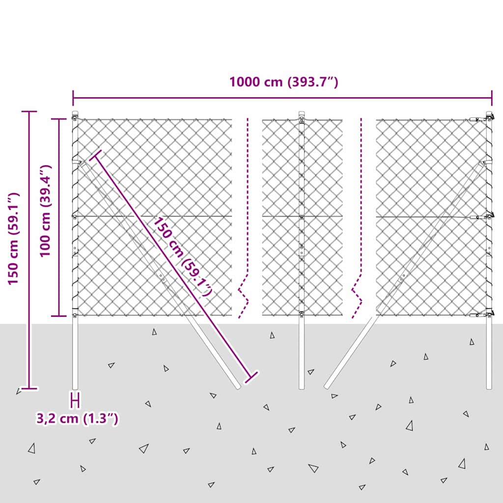 Stup za ogradu Zelena 10 x 1 m (60 x 60 mm mreža) Čelik i PVC