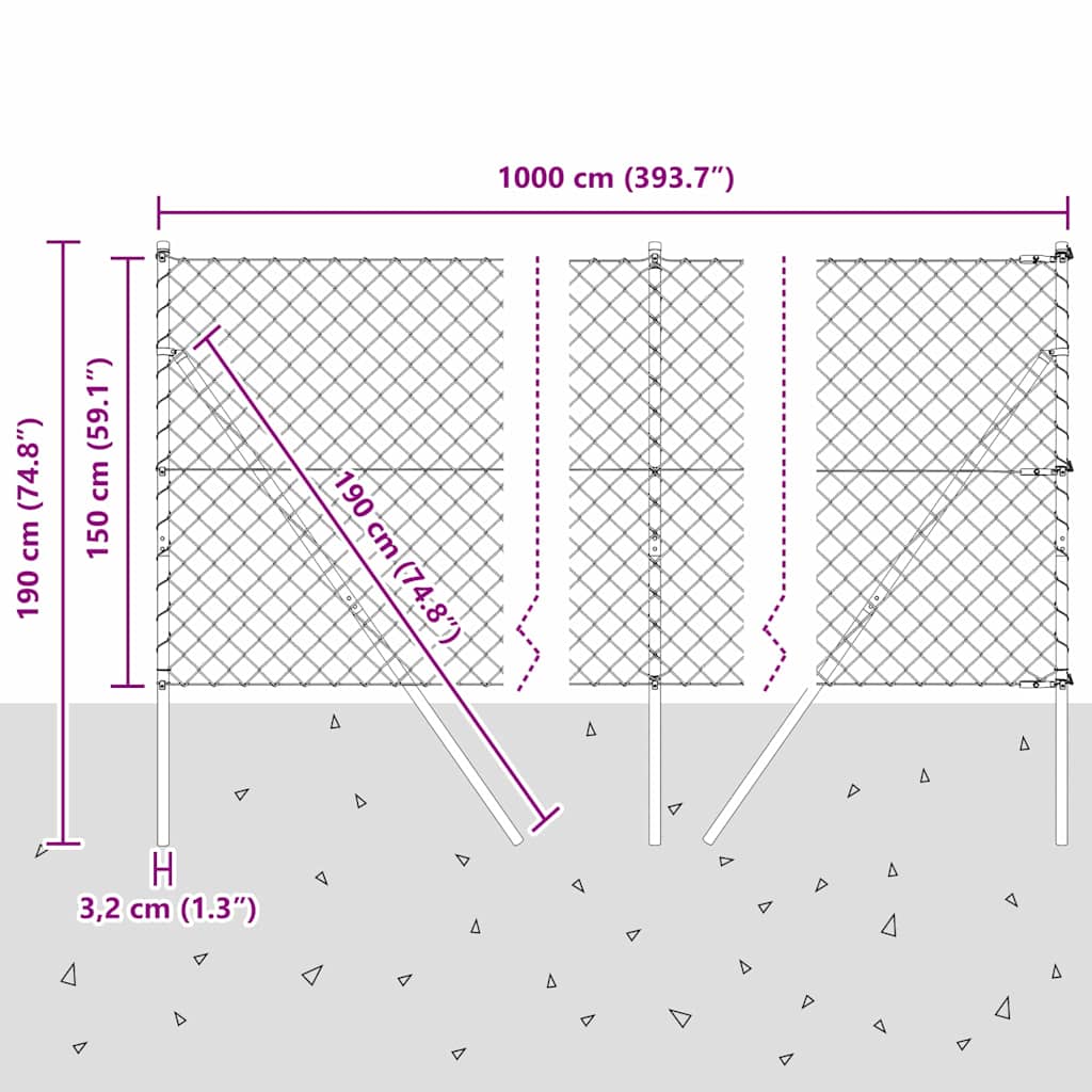 Stup za ogradu Zelena 10 x 1,5 m (60 x 60 mm mreža) Čelik i PVC