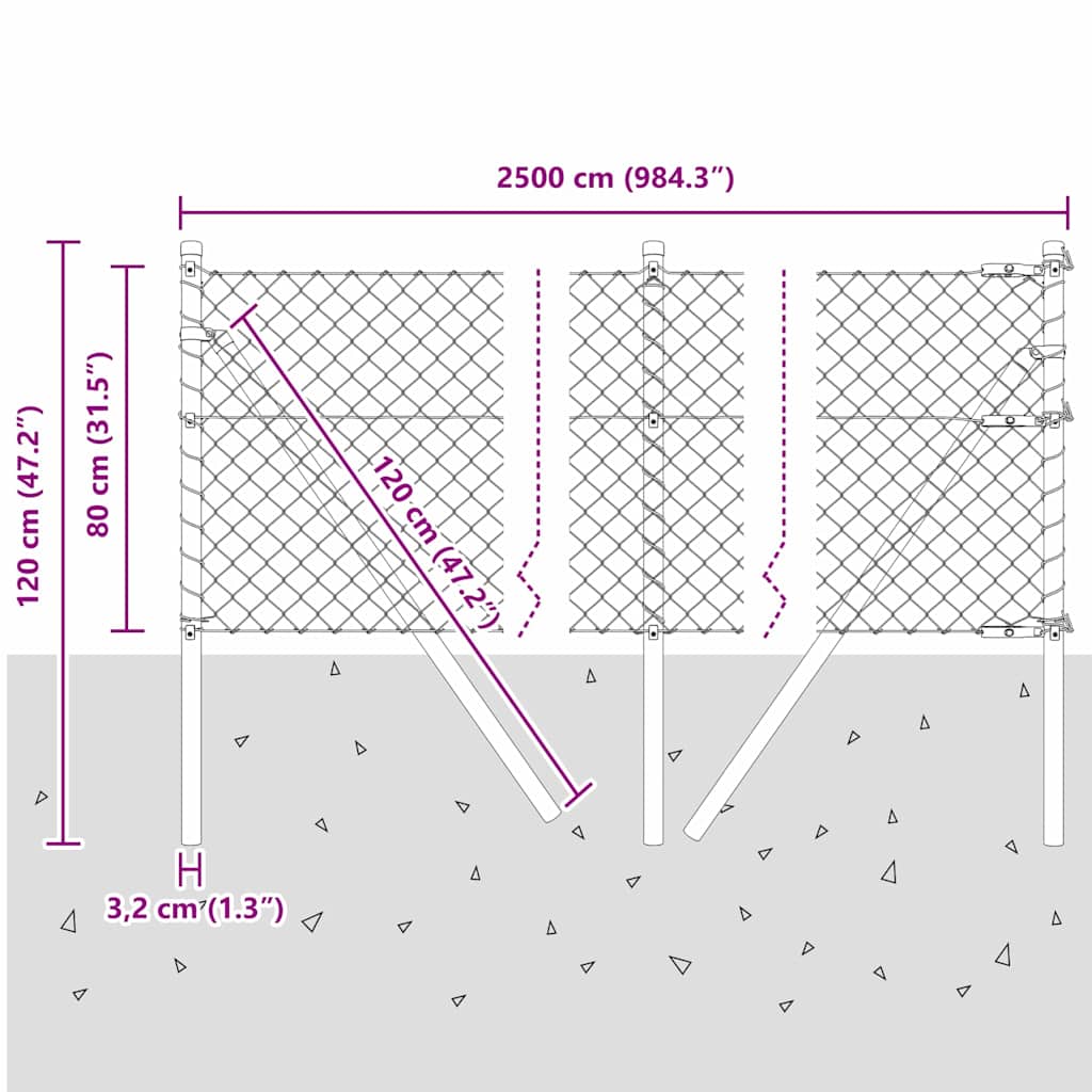 Stup za ogradu Zelena 25 x 0,8 m (mreža 40 x 40 mm) Čelik i PVC