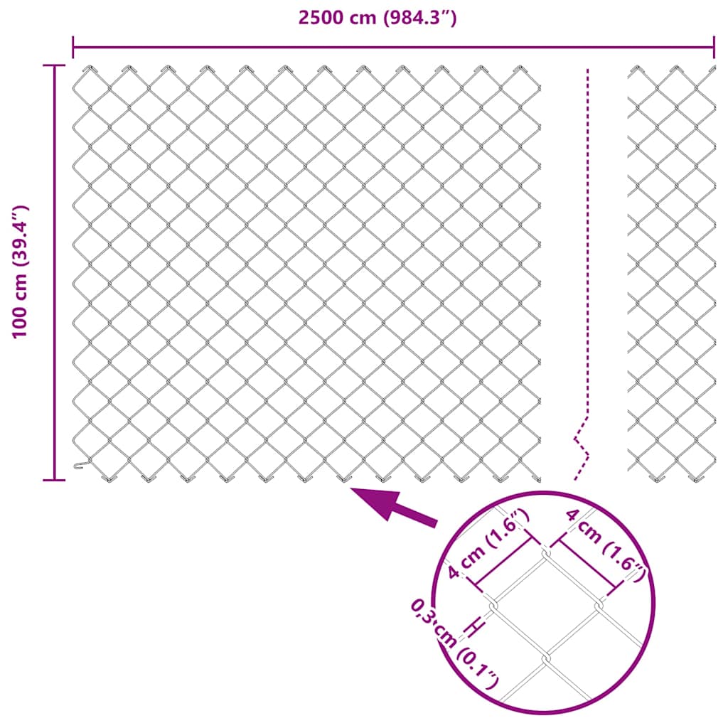 Stup za ogradu Zelena 25 x 1 m (mreža 40 x 40 mm) Čelik i PVC