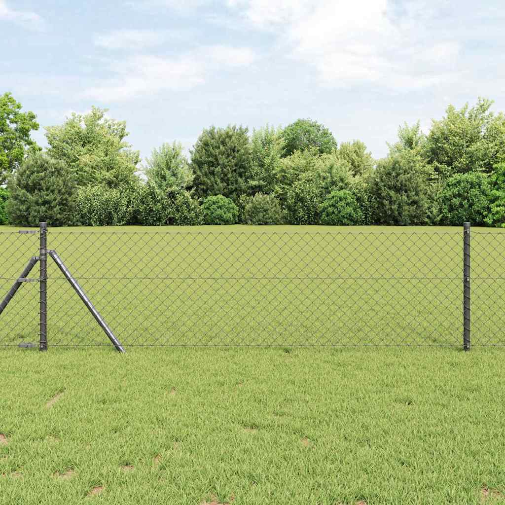 Stup za ogradu Siva 10 x 0,8 m (mreža 40 x 40 mm) Čelik i PVC