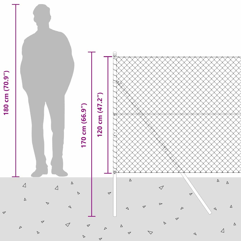 Stup za ogradu Siva 10 x 1,2 m (40 x 40 mm mrežica) Čelik i PVC