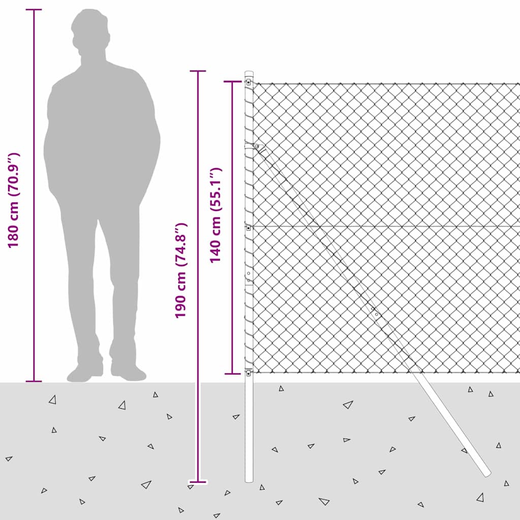 Stup za ogradu Siva 10 x 1,4 m (40 x 40 mm mreža) Čelik i PVC