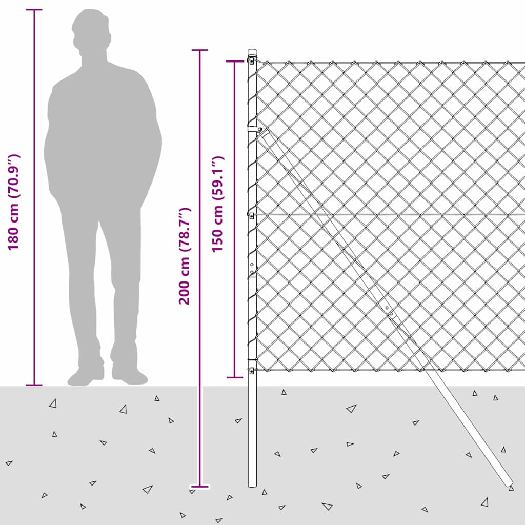 Stup za ogradu Siva 10 x 1,5 m (40 x 40 mm mreža) Čelik i PVC