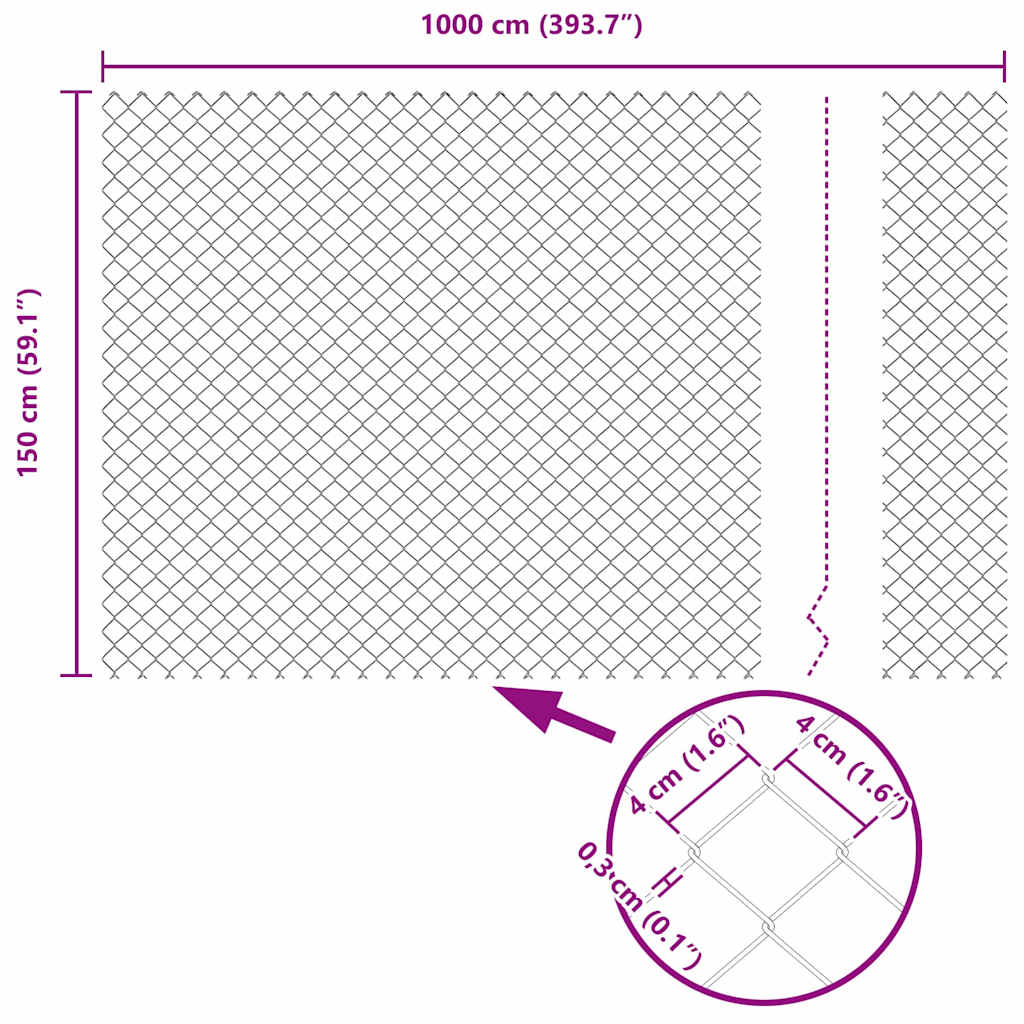 Stup za ogradu Siva 10 x 1,5 m (40 x 40 mm mreža) Čelik i PVC