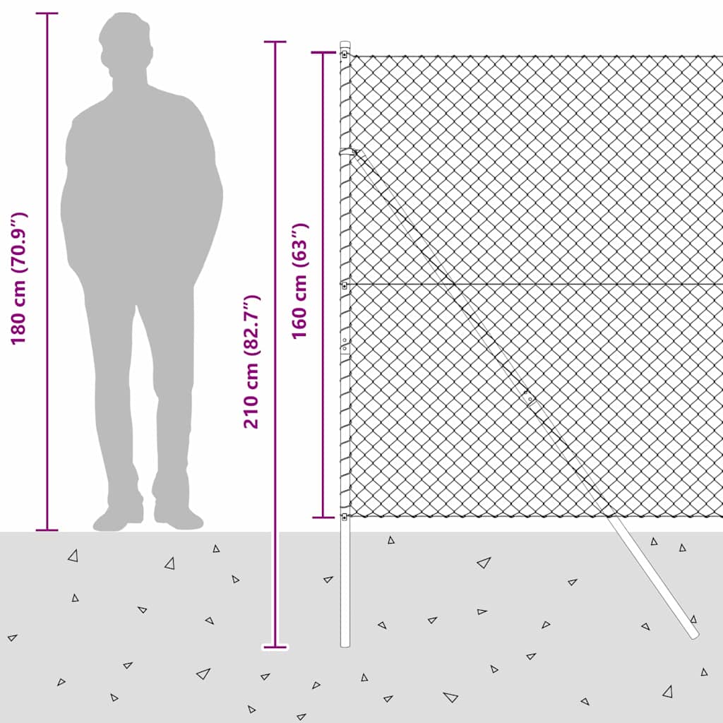 Stup za ogradu Siva 10 x 1,6 m (40 x 40 mm mreža) Čelik i PVC