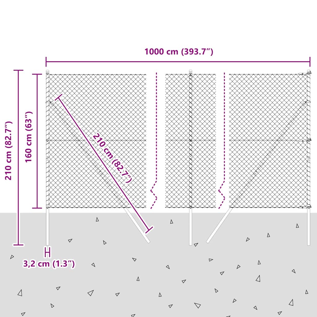 Stup za ogradu Siva 10 x 1,6 m (40 x 40 mm mreža) Čelik i PVC