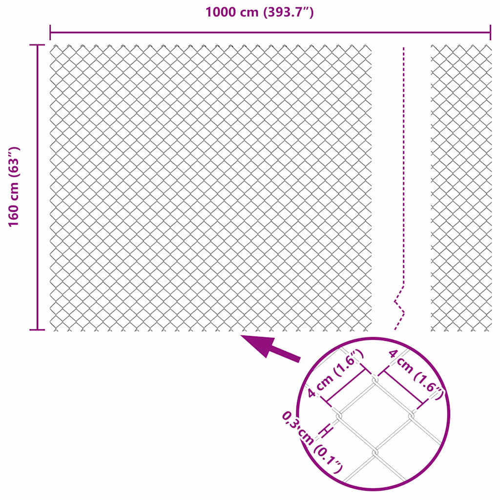 Stup za ogradu Siva 10 x 1,6 m (40 x 40 mm mreža) Čelik i PVC