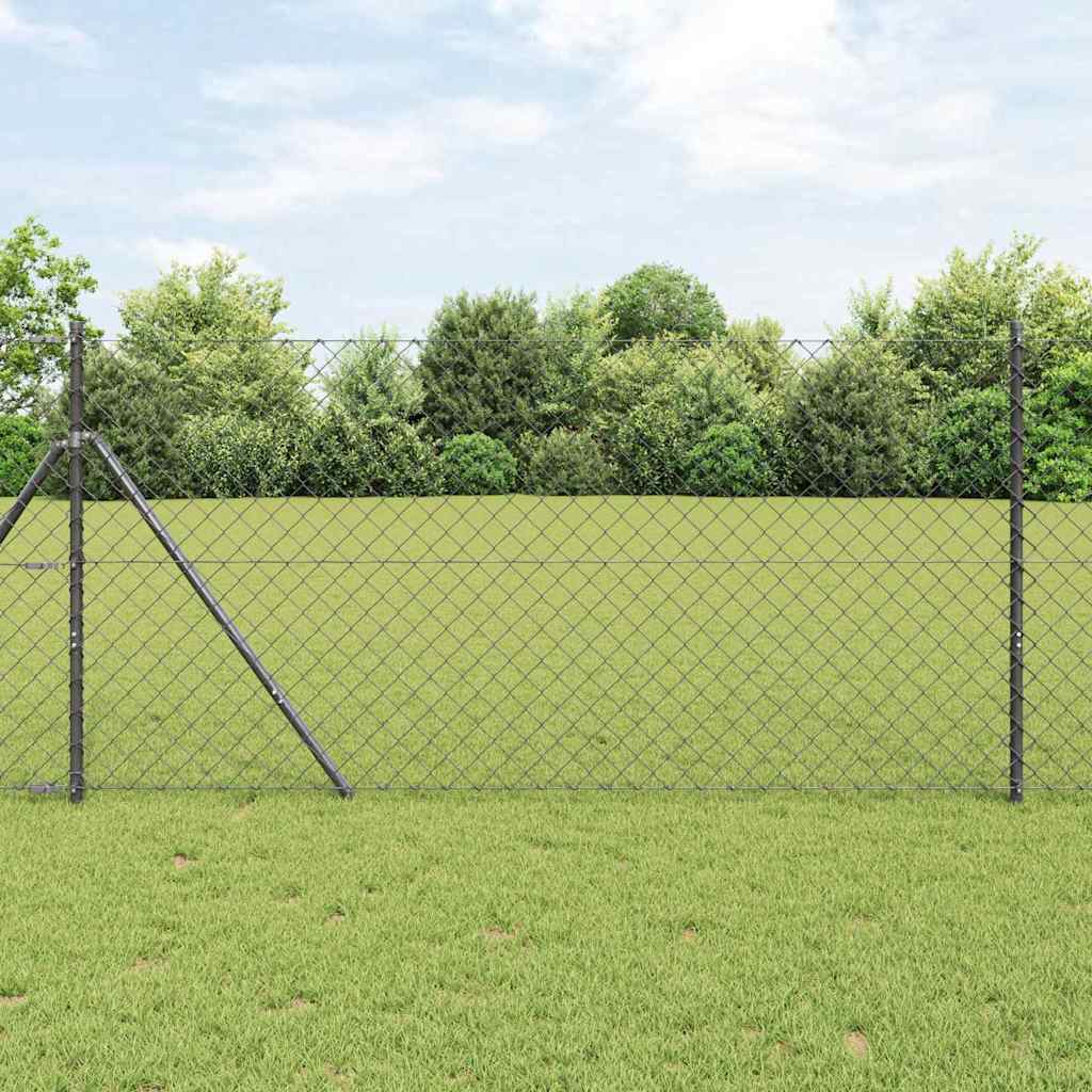 Stup za ogradu Siva 10 x 1 m (60 x 60 mm mreža) Čelik i PVC