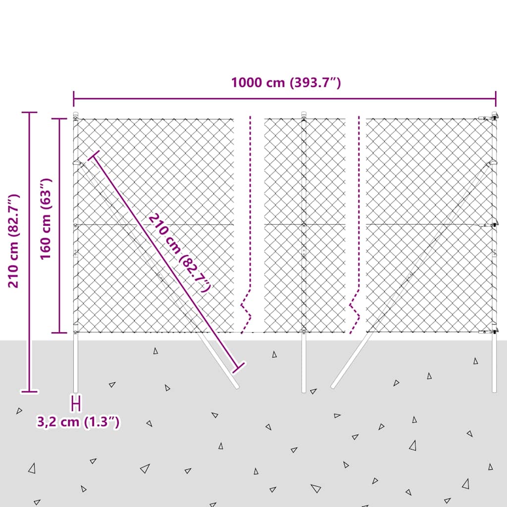 Stup za ogradu Siva 10 x 1,6 m (60 x 60 mm mreža) Čelik i PVC