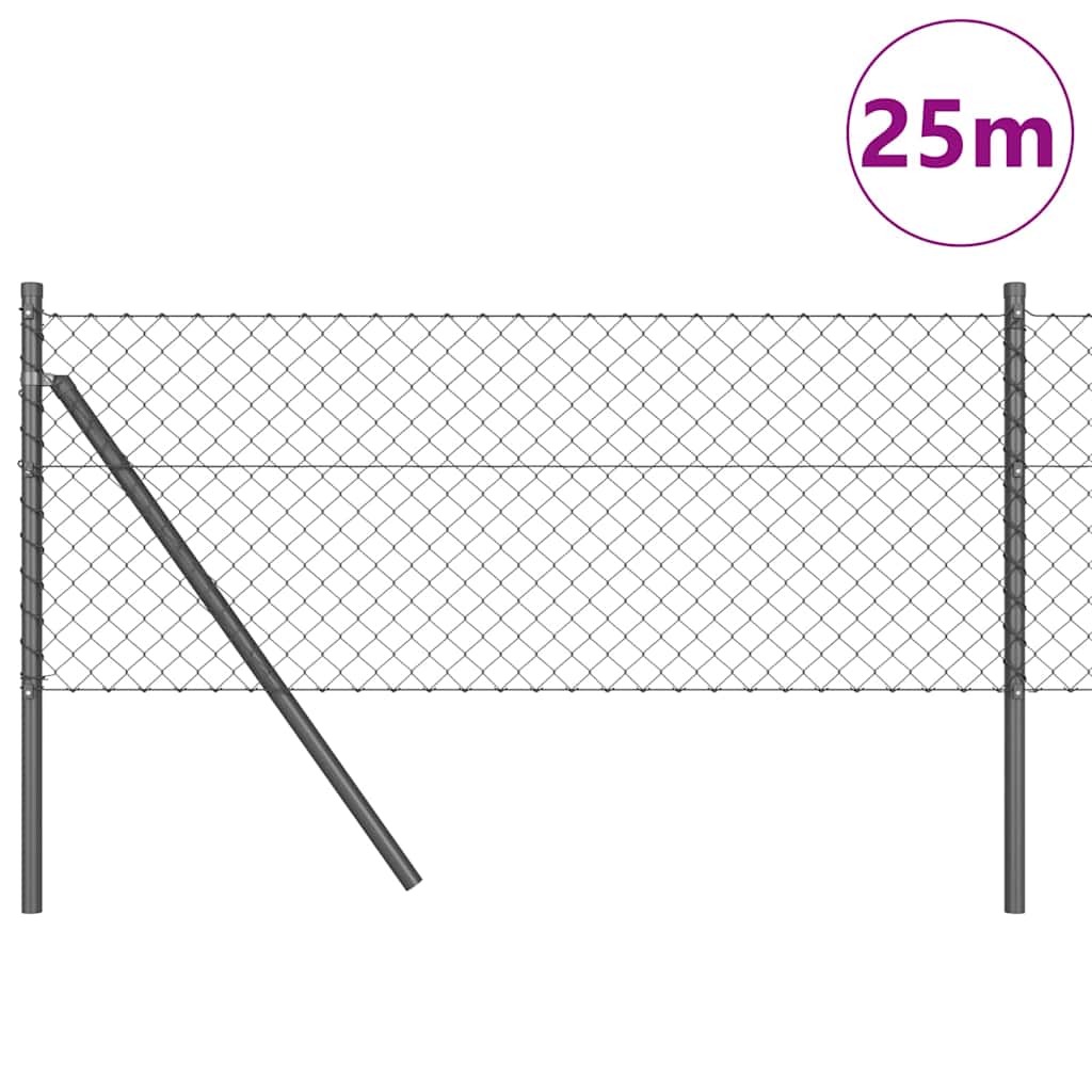 Stup za ogradu Siva 25 x 0,8 m (mreža 40 x 40 mm) Čelik i PVC