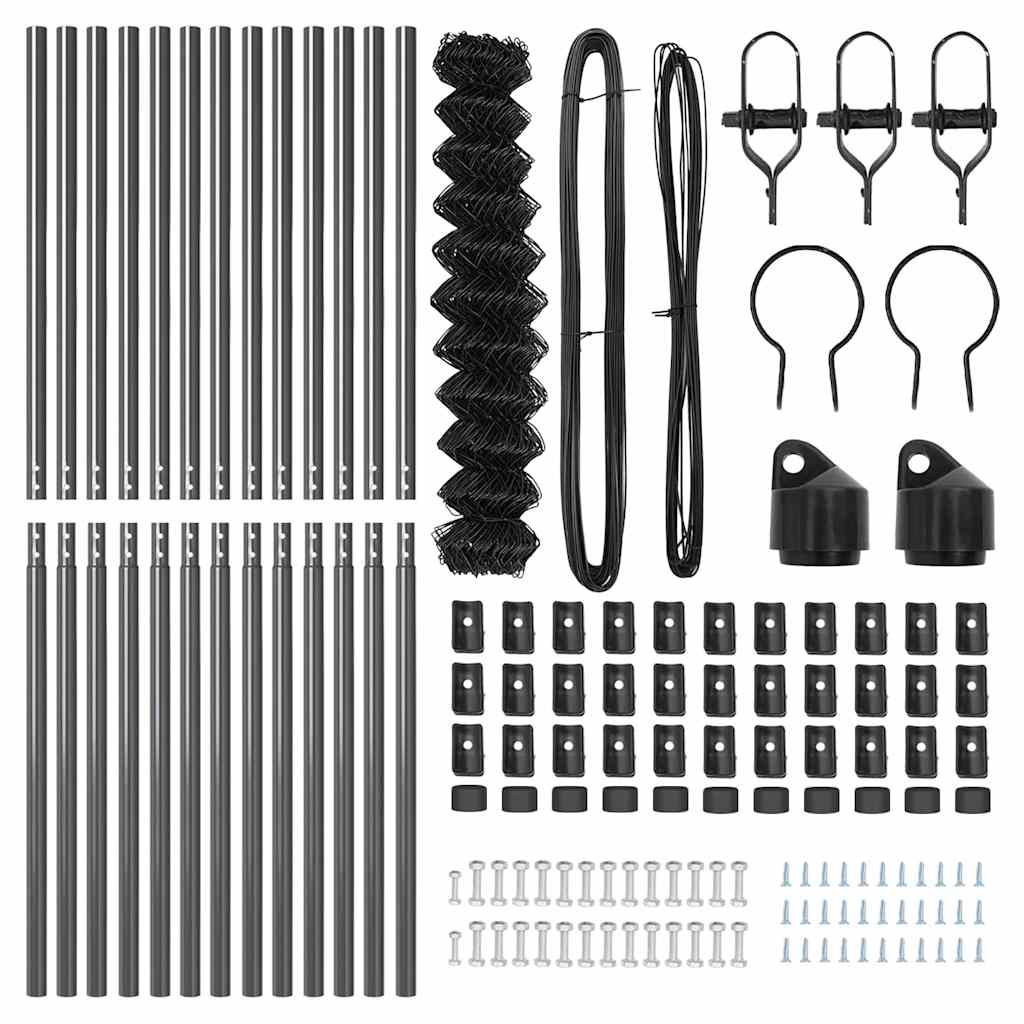 Stup za ogradu Siva 25 x 1,4 m (60 x 60 mm mreža) Čelik i PVC
