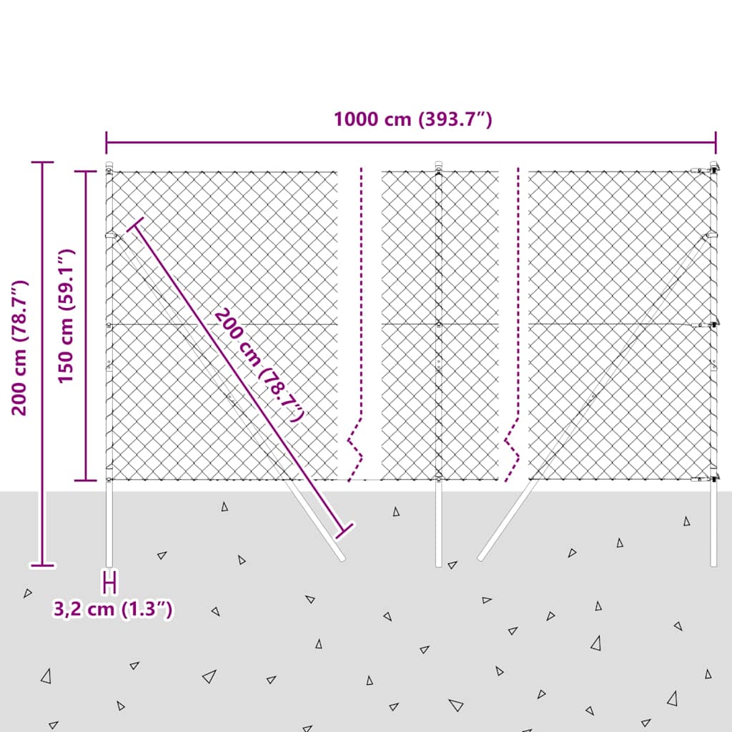 Stup za ogradu Srebrno 10 x 1,5 m (40 x 40 mm mreža) Čelik
