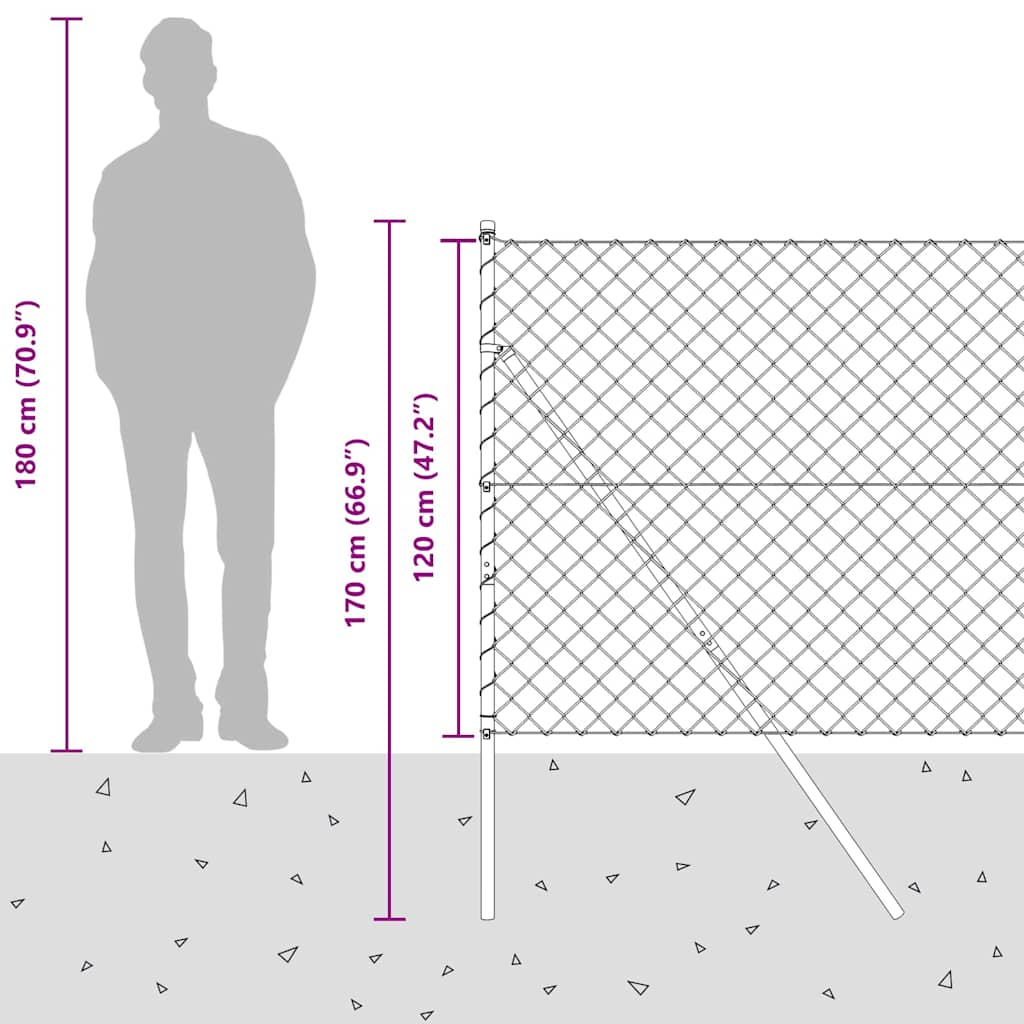 Stup za ogradu Srebrno 25 x 1,2 m (60 x 60 mm mreža) Čelik