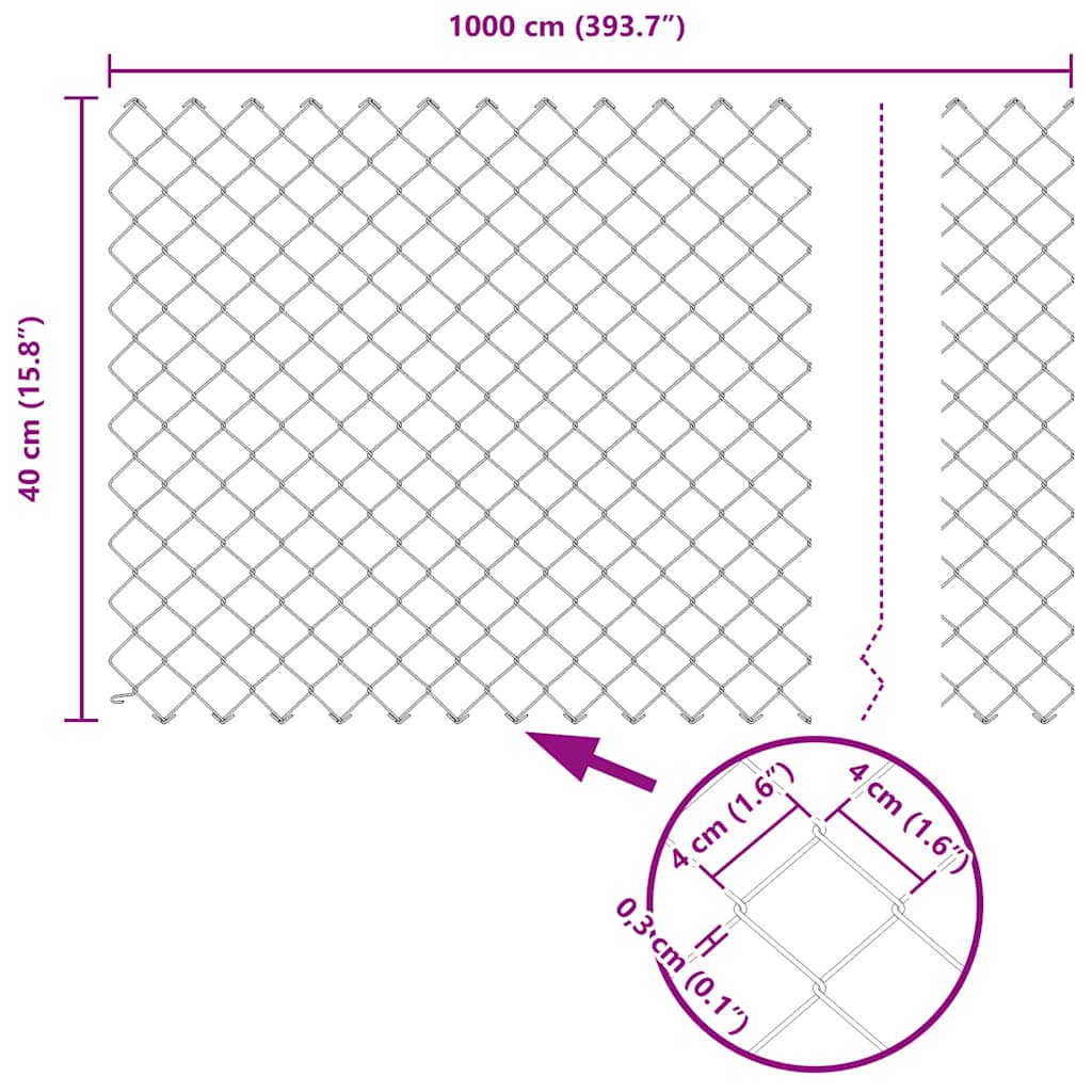 Stup za ogradu Zelena 10 x 0,4 m (mreža 40 x 40 mm) Čelik i PVC