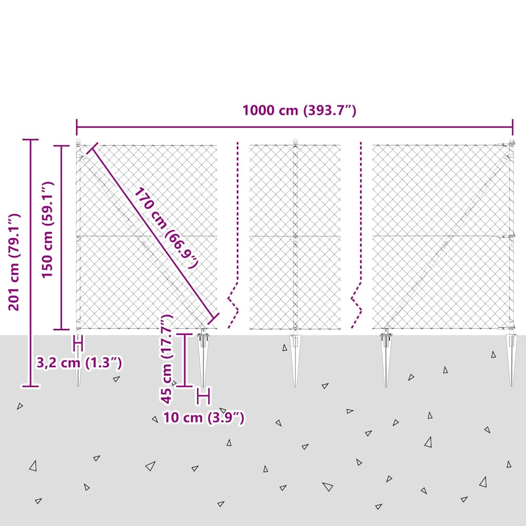 Stup za ogradu Zelena 10 x 1,5 m (40 x 40 mm mreža) Čelik i PVC